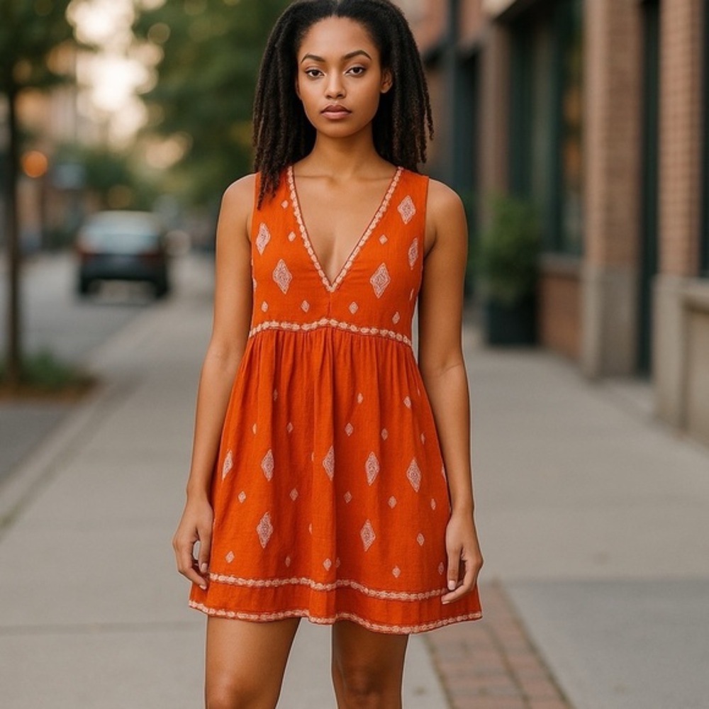Free People Orange Sleeveless Top